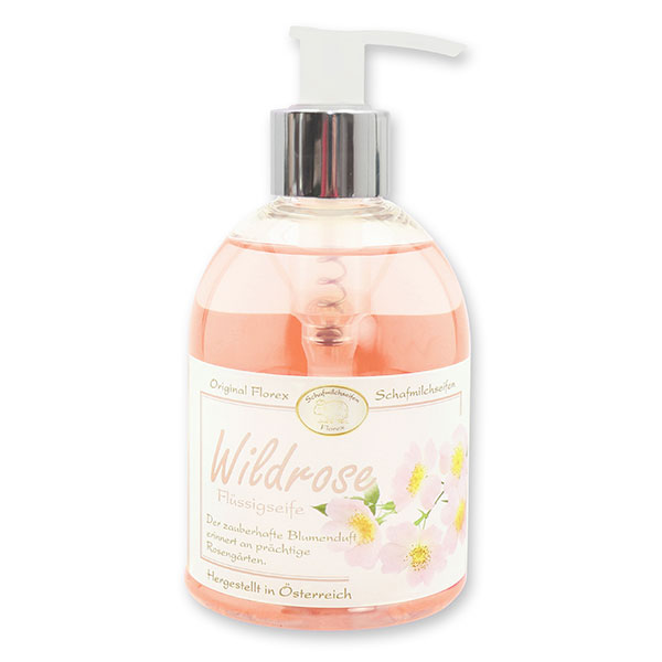 Liquid sheep milk soap 250ml in a dispenser modern, Wild rose 