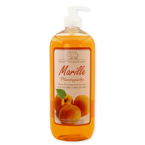 Liquid sheep milk soap refill 1L in the bottle, Apricot 