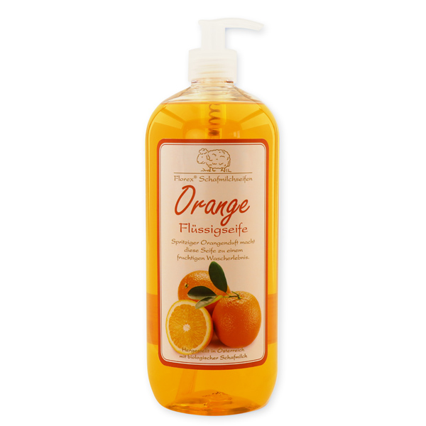 Liquid sheep milk soap refill 1L in the bottle, Orange 