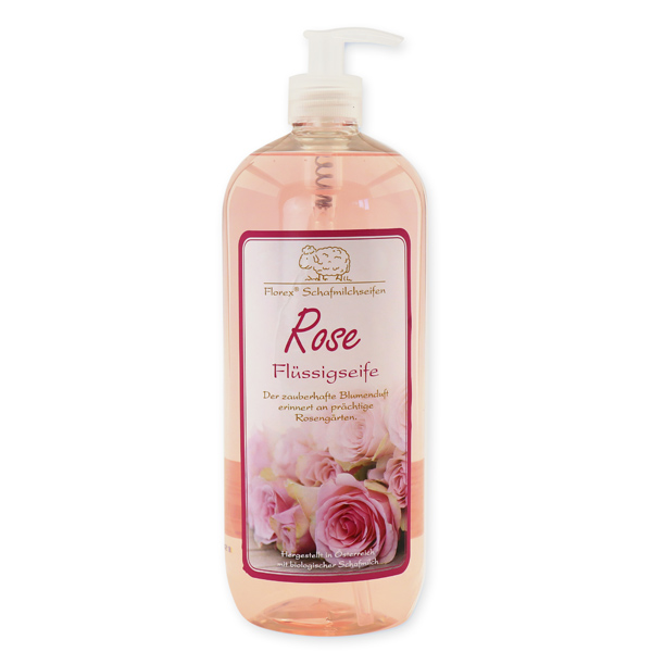 Liquid sheep milk soap refill 1L in the bottle, Rose Diana 