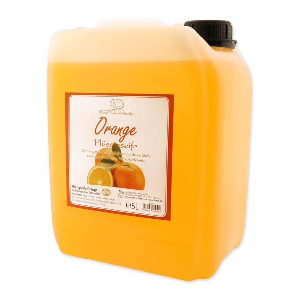 Flüssigseife mit biologischer Schafmilch Nachfüller 5L im Kanister, Orange 