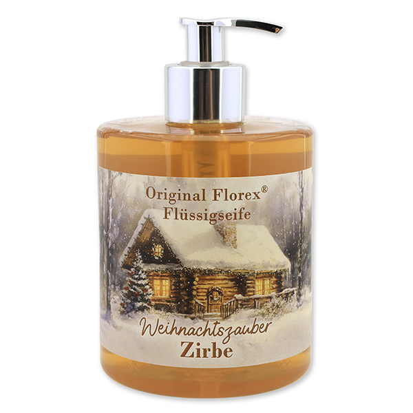 Liquid sheep milk soap 500ml in a dispenser "Christmas magic motif 1", Swiss pine 