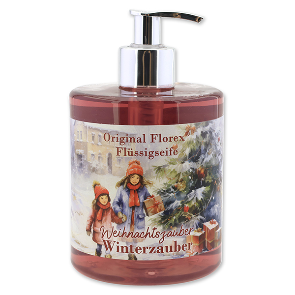 Flüssigseife Schafmilch 500ml im Spender "Weihnachtszauber-Motiv 13", Winterzauber 