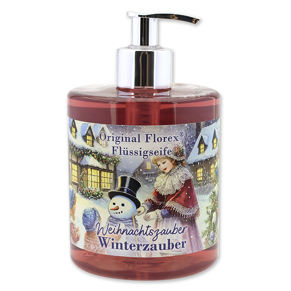 Liquid sheep milk soap 500ml in a dispenser "Christmas magic motif 14", Winter Magic 