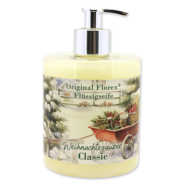 Liquid sheep milk soap 500ml in a dispenser "Christmas magic motif 19", Classic 