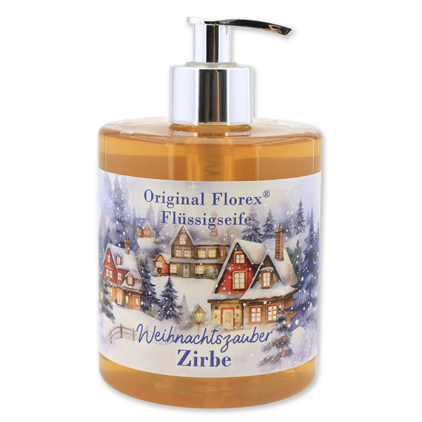 Liquid sheep milk soap 500ml in a dispenser "Christmas magic motif 4", Swiss pine 