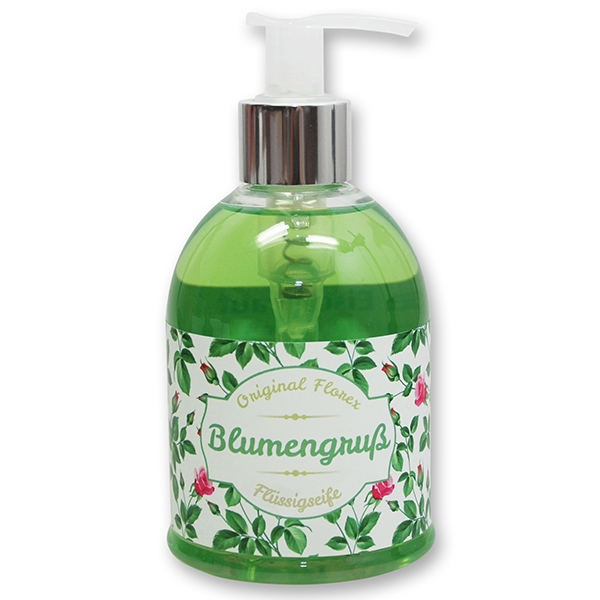 Liquid sheep milk soap 250ml in a dispenser "Blumengruß", Verbena 