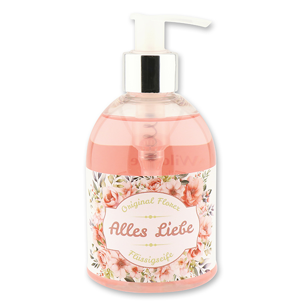 Liquid sheep milk soap 250ml in a dispenser "Alles Liebe", Wild rose 