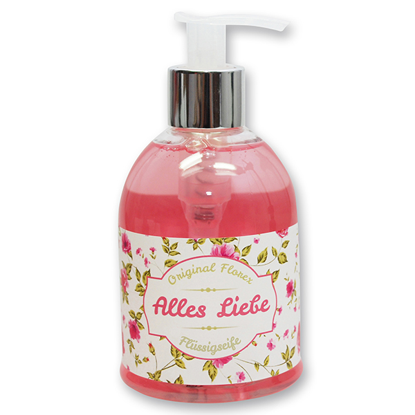 Flüssigseife mit Schafmilch 250ml im Spender "Alles Liebe", Pfingstrose 