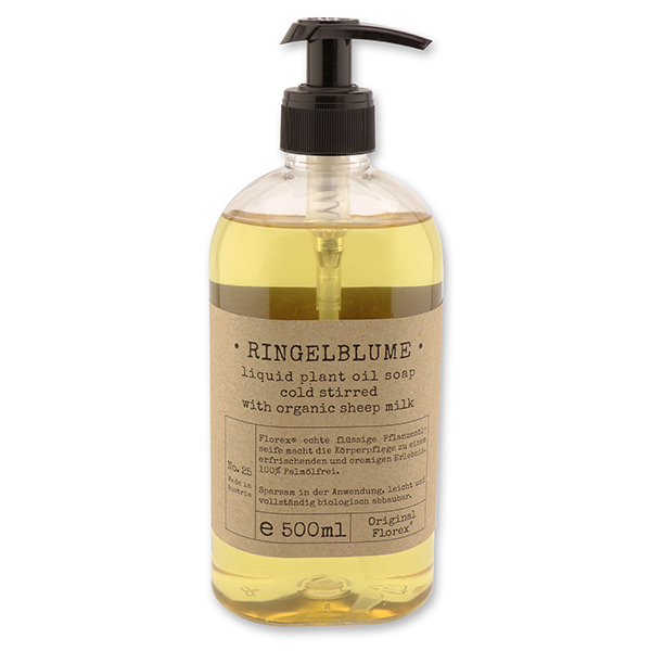 Echte flüssige Pflanzenölseife mit Schafmilch 500ml "Pure Soaps", Ringelblume 