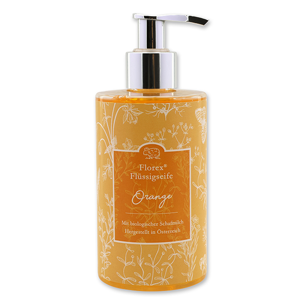 Flüssigseife mit Schafmilch 250ml im Spender "Florentine", Orange 