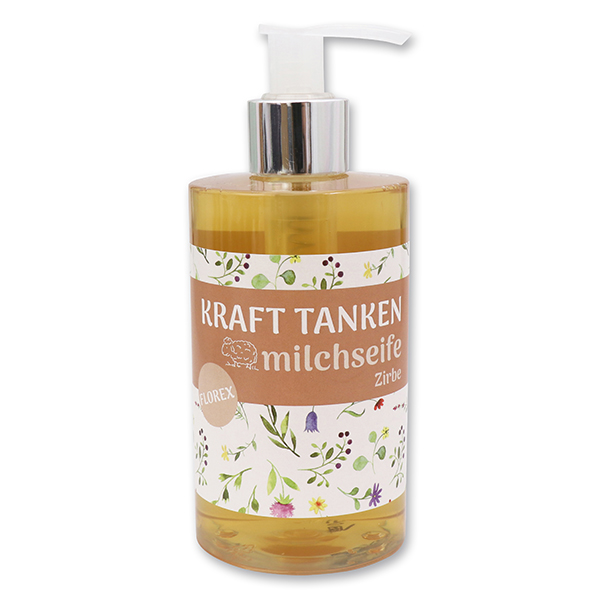 Liquid sheep milk soap 250ml in a dispenser "Kraft tanken", Swiss Pine 