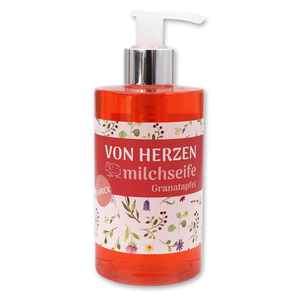 Flüssigseife mit Schafmilch 250ml im Spender "Von Herzen", Granatapfel 