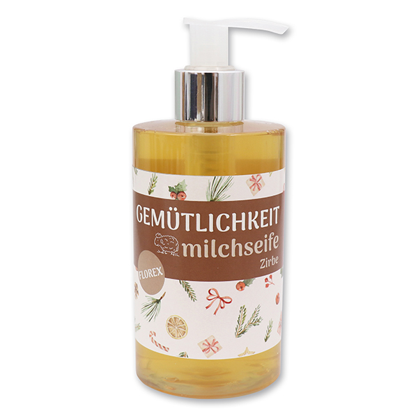 Liquid sheep milk soap 250ml in a dispenser "Gemütlichkeit", Swiss Pine 