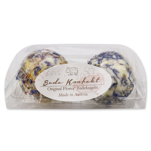 Bath butter ball with sheep milk 50g in a cellophane bag, Set of 2 