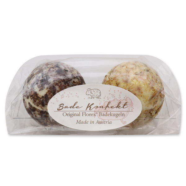 Bath butter ball with sheep milk 50g in a cellophane bag, Set of 2 