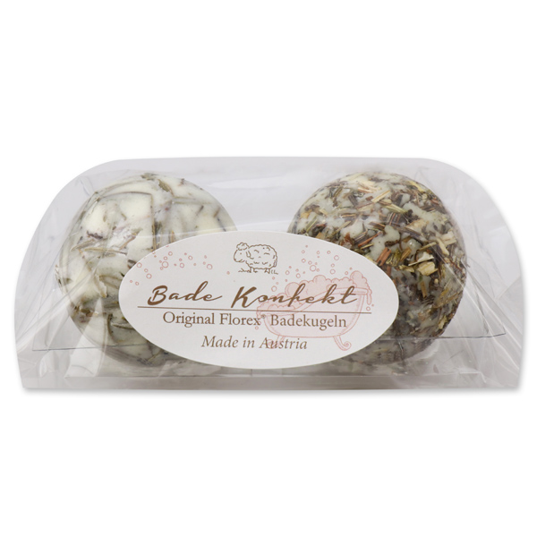 Bath butter ball with sheep milk 50g in a cellophane bag, Set of 2 