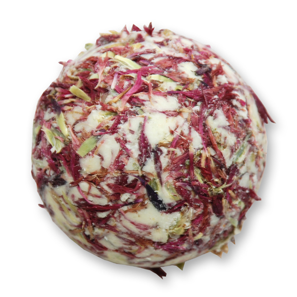 Bath butter ball with sheep milk 50g, Cornflower Pink/Strawberry 