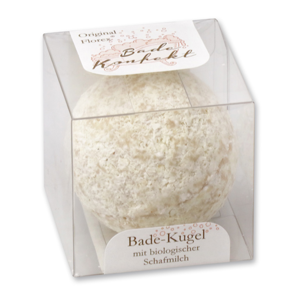 Badebutter-Kugel mit Schafmilch 50g in Cellobox, Kokos 