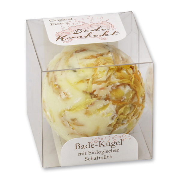 Bath butter ball with sheep milk 50g in box, Marigold/Lime-Green Tea 
