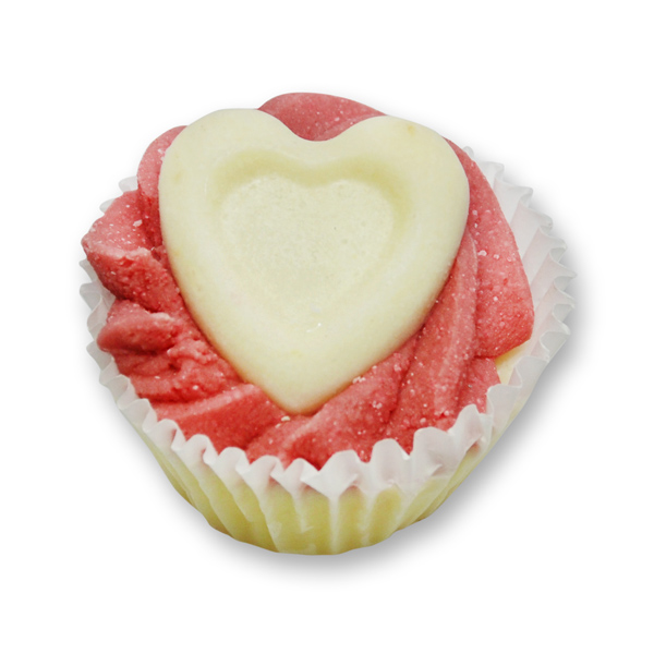 Bath butter cupkake with sheep milk 45g, Heart/Cranberry 