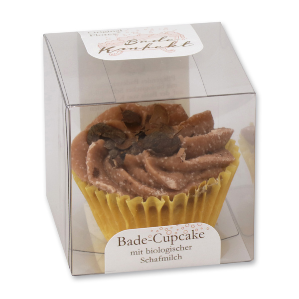 Bath butter cupcake with sheep milk 45g in box, Chocolate/Vanilla 