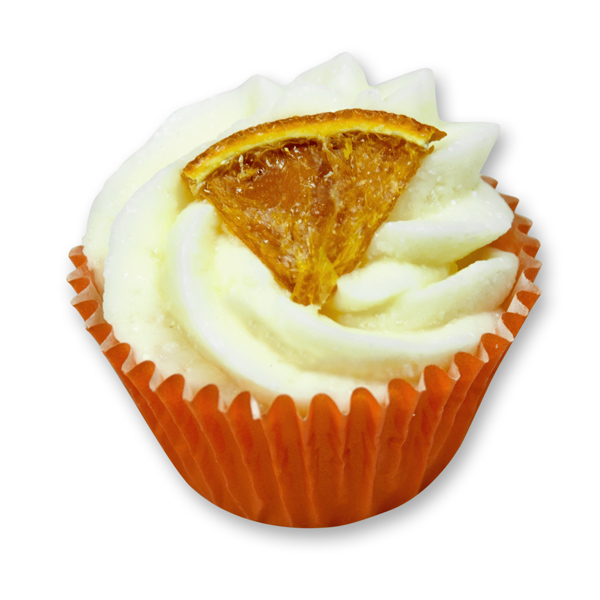 Badebutter-Cupcake mit Schafmilch 45g, Mandarine/Orange 