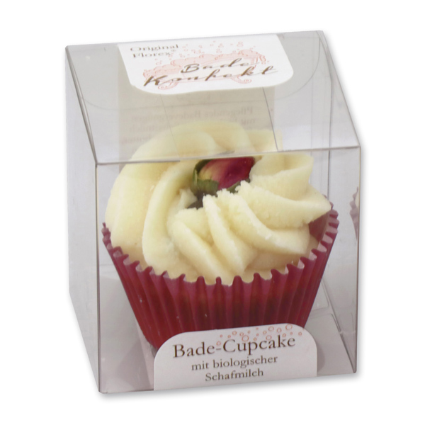 Bath butter cupcake with sheep milk 45g in box, Rosebud/Rose 