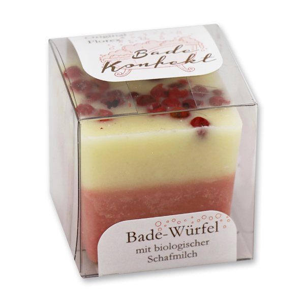 Bath butter cube with sheep milk 50g in box, Red Pepper/Cranberry 