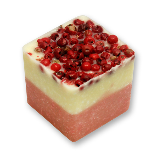 Bath butter cube with sheep milk 50g, Red Pepper/Cranberry 