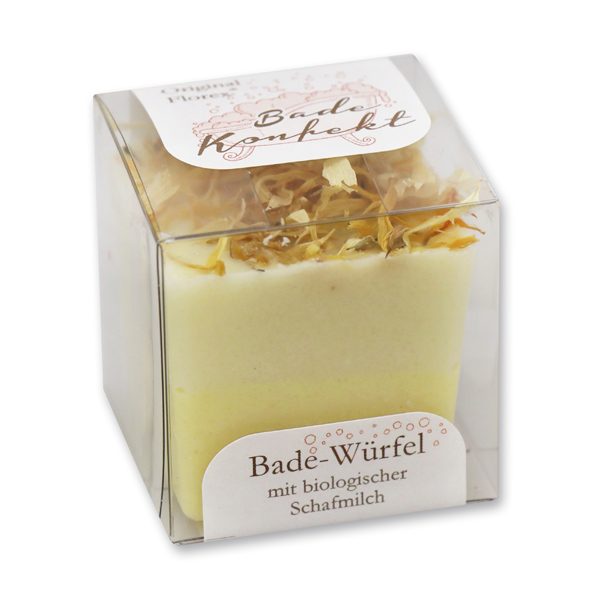 Badebutter-Würfel mit Schafmilch 50g in Cellobox, Ringelbume 