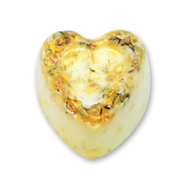 Bath butter heart with sheep milk 18g, Marigold/Lime-Green Tea 