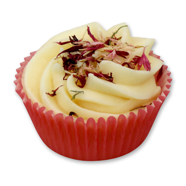 XL Badebutter-Cupcake mit Schafmilch 90g, Kornblume Pink/Kirsche 