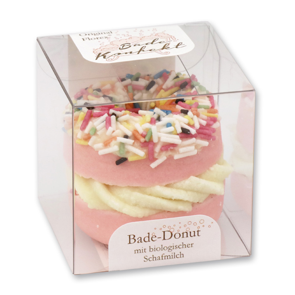 Bath butter donut with sheep milk 60g in box, Sugar Sprinkles/Strawberry 