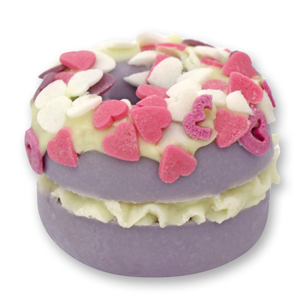 Bath butter donut with sheep milk 60g, Sugar Hearts/Rose 