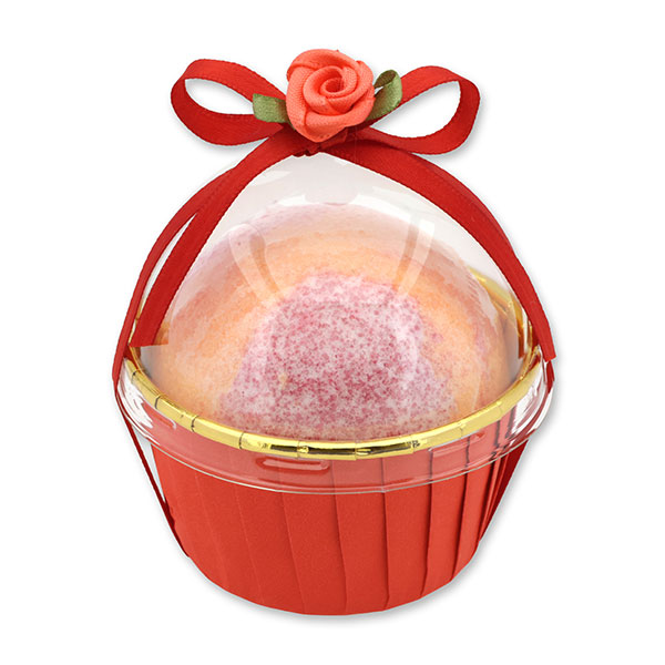 Bath ball with sheep milk 125g in a cases decorated, Pomegranate 