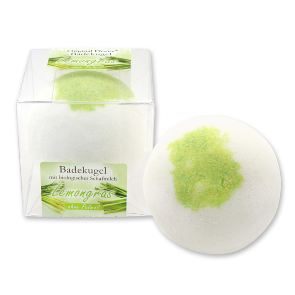 Bath ball with sheep milk 125g in a box, Lemongrass 