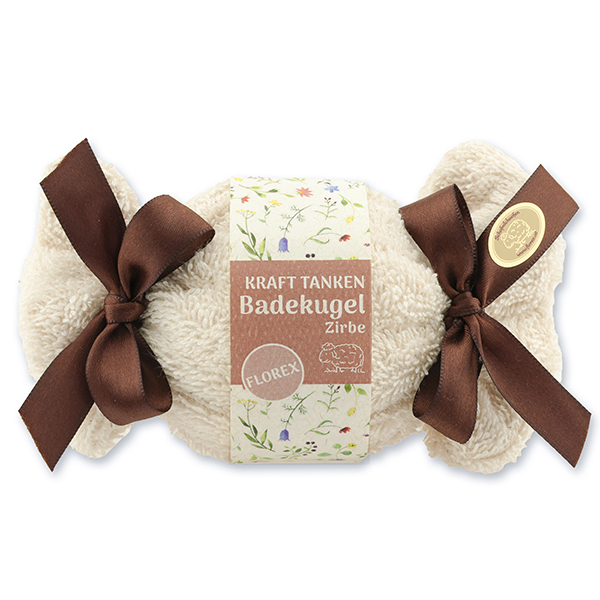 Bath ball with sheep milk 125g in a washcloth "Kraft tanken", Swiss pine 