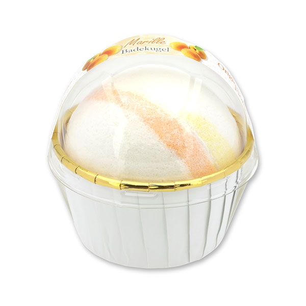 Bath ball with sheep milk 125g in a cases modern, Apricot 