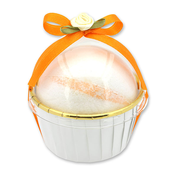 Bath ball with sheep milk 125g in a cases decorated, Apricot 
