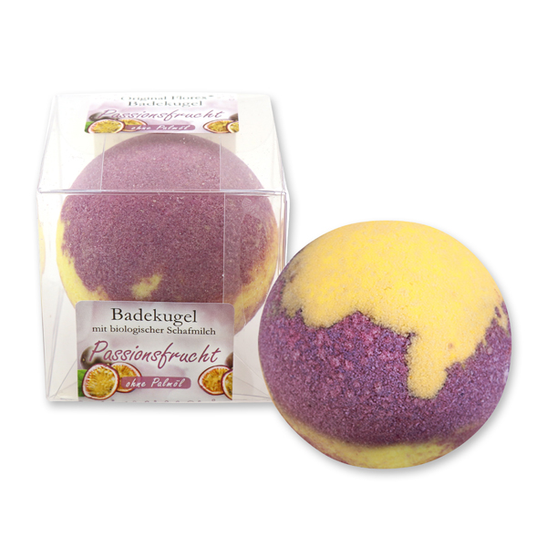 Bath ball with sheep milk 125g in a box, Passion fruit 
