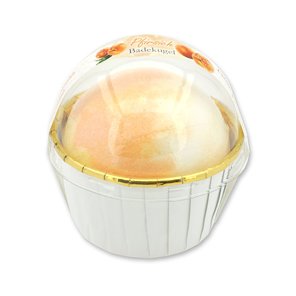 Bath ball with sheep milk 125g in a cases modern, Peach 