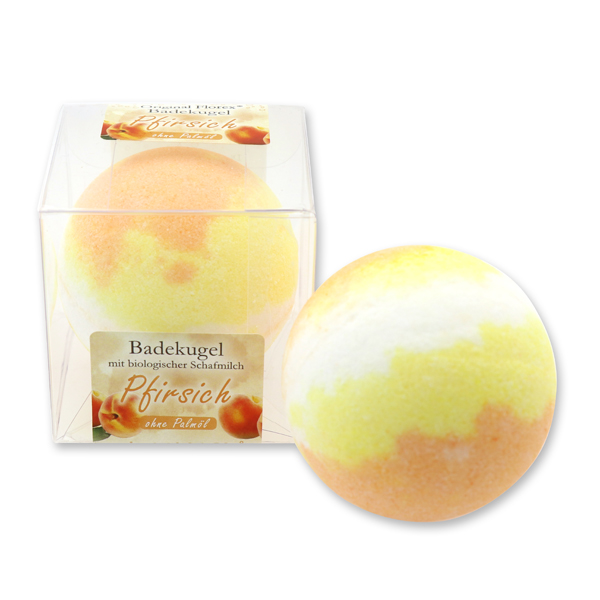 Bath ball with sheep milk 125g in a box, Peach 