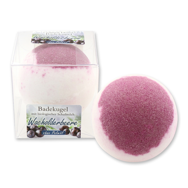 Bath ball with sheep milk 125g in a box, Juniper berry 