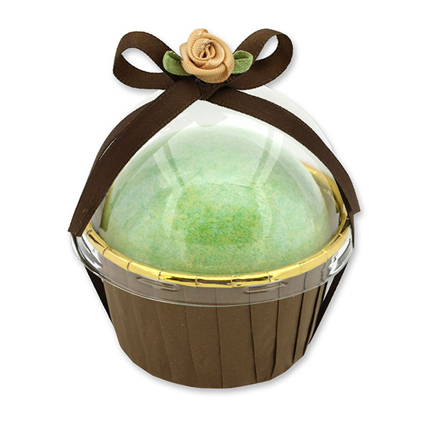 Badekugel mit Schafmilch 125g im Förmchen dekoriert, Zirbe 