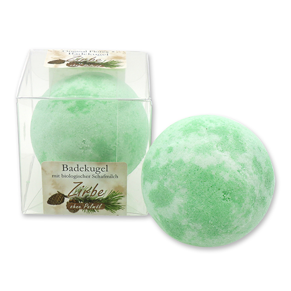 Bath ball with sheep milk 125g in a box, Swiss pine 