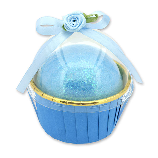 Glitter bath bomb with sheep milk 125g in a cases decorated, Refreshing 