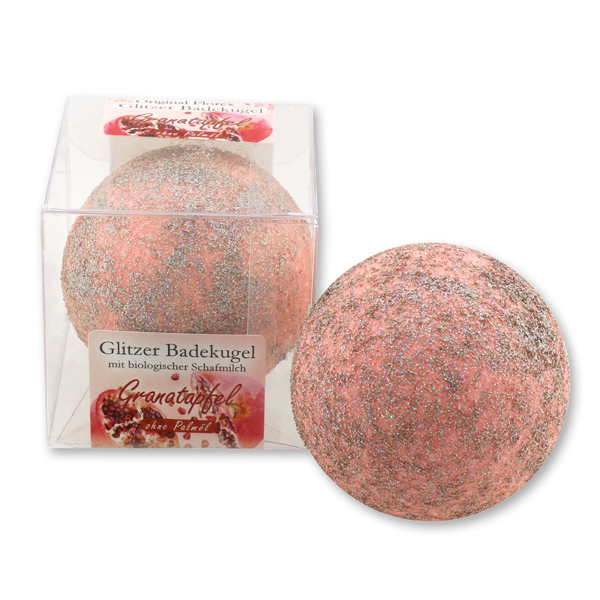 Bath ball with sheep milk 130g in a box, Pomegranate 