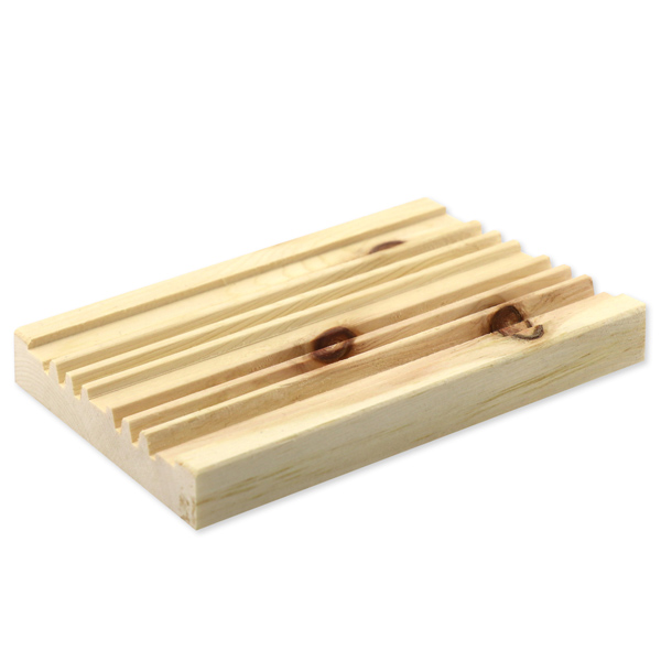 swiss pine wood soap dish square with rills 