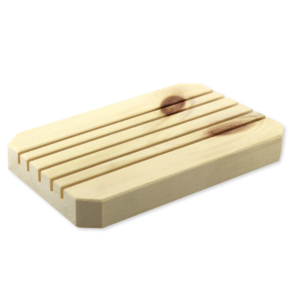 swiss pine wood soap dish square with angled corners 